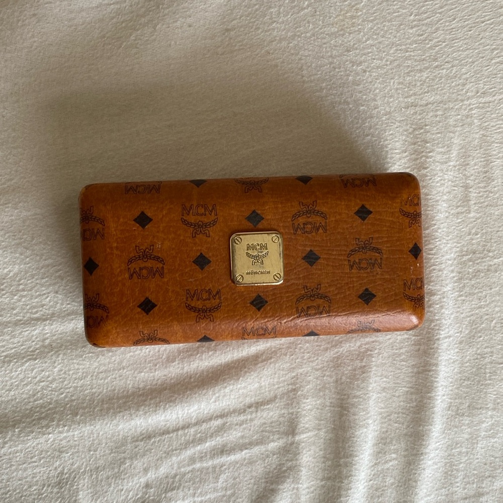 MCM Cognac Visetos Hard Sunglasses Case